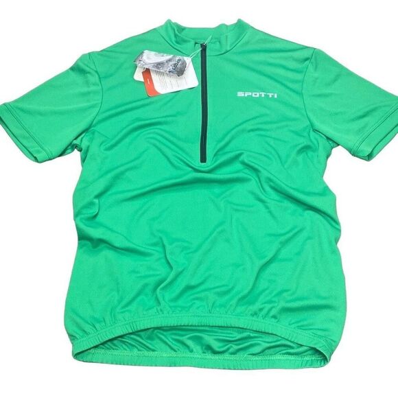 Cycling Jersey Spotti Short Sleeve Men Green XL Moisture Wick Cargo Pockets NWT - Picture 1 of 4